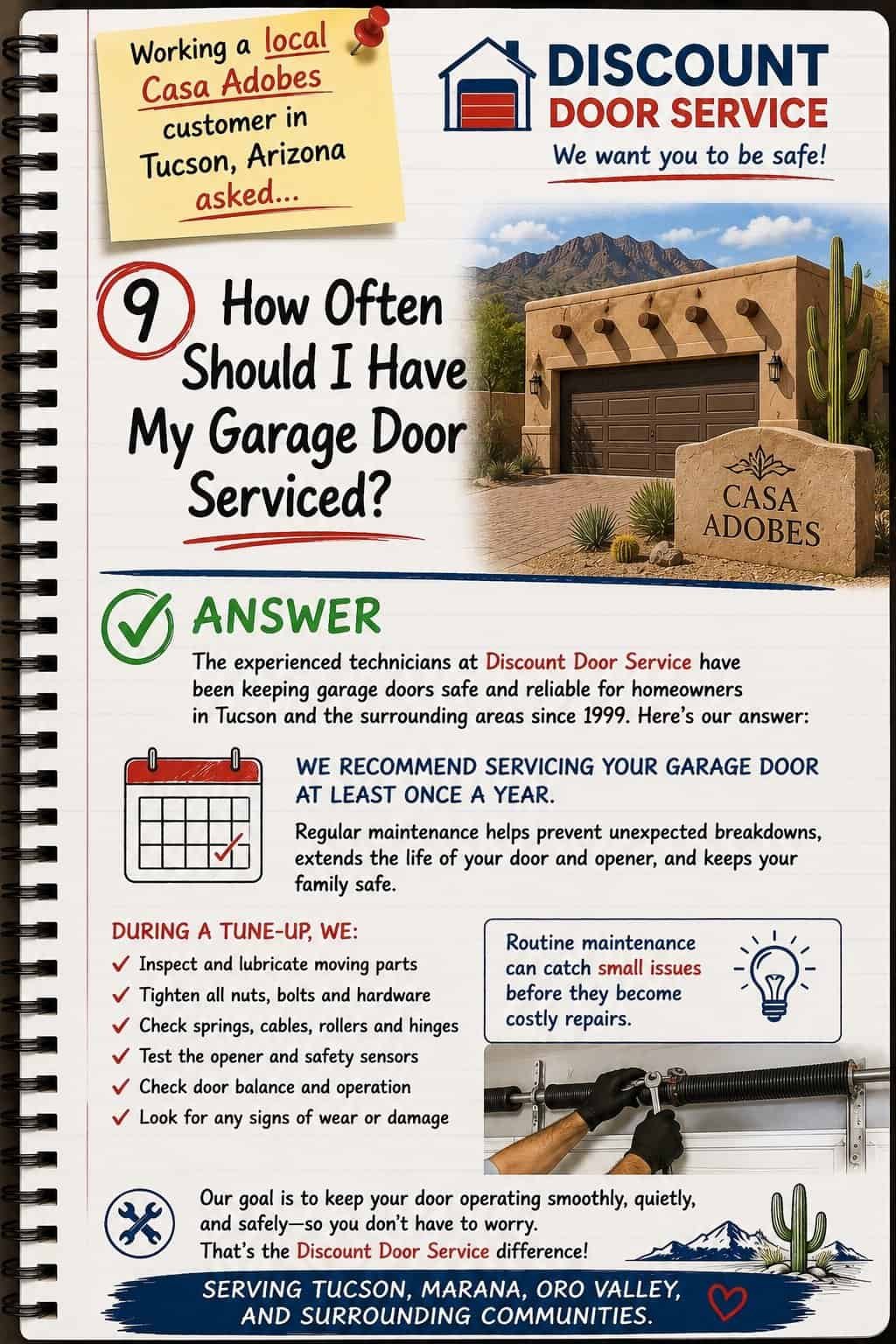 Discount Door Service — real customer question from Casas Adobes, answered by Melissa and Zeneroso