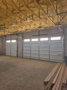 Inside view of a new garage door and track installation by Discount Door Service