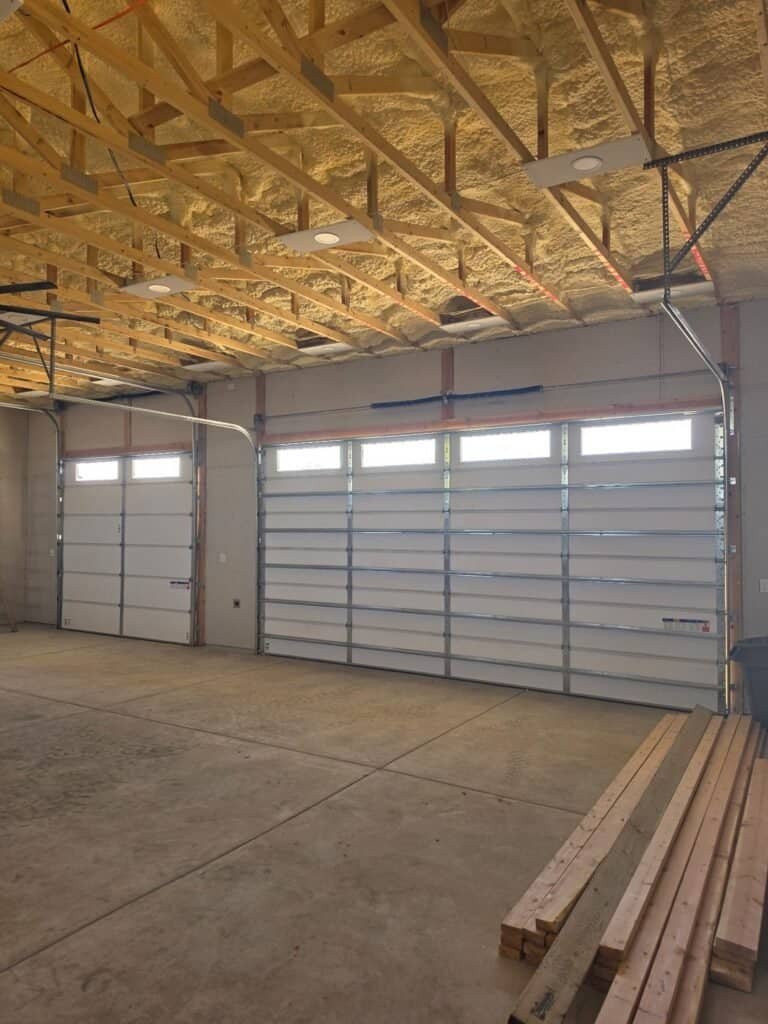 Inside view of a new garage door and track installation by Discount Door Service